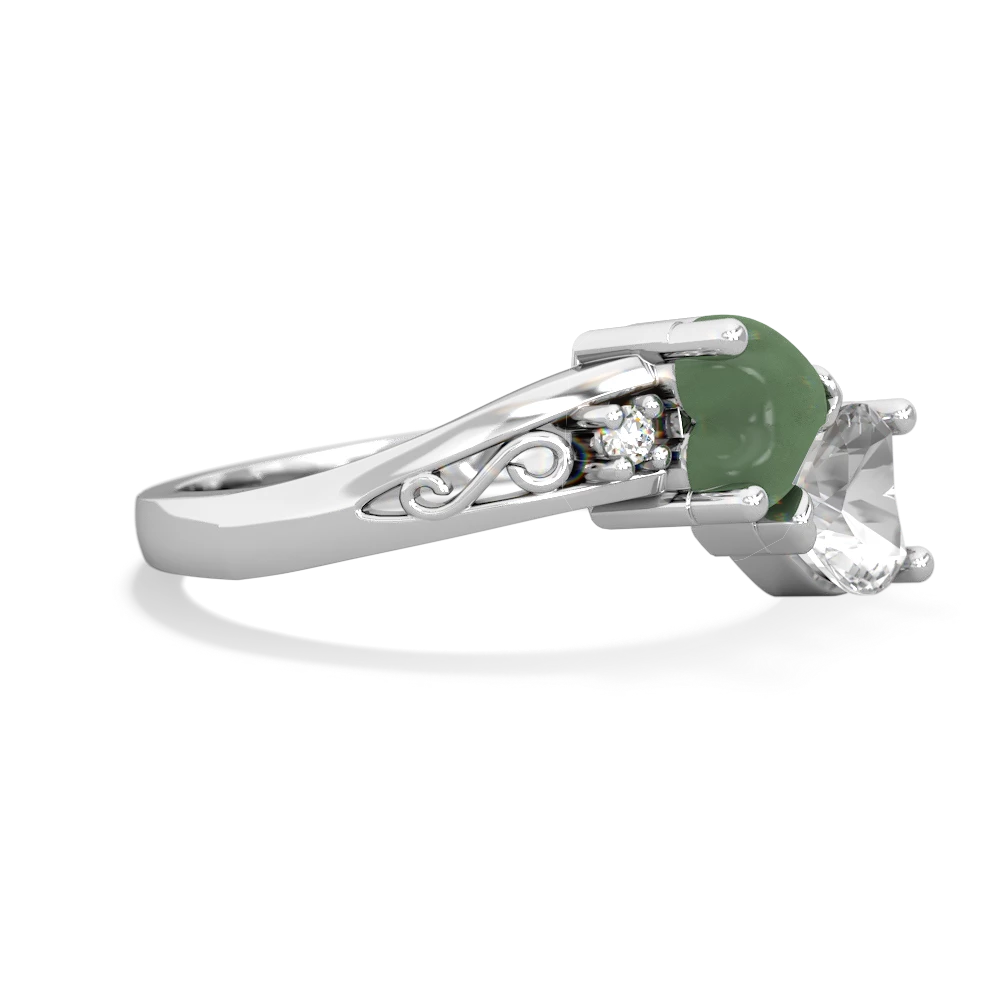 Jade Snuggling Hearts 14K White Gold ring R2178