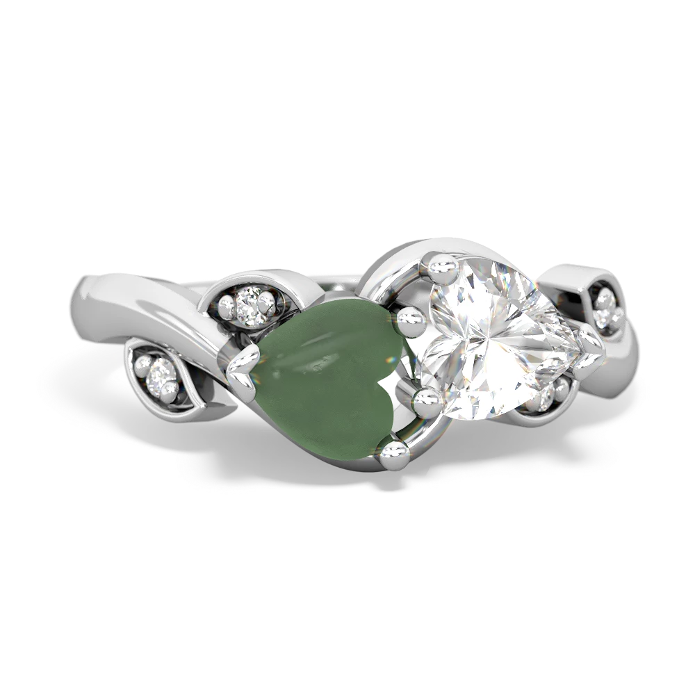 Jade Floral Elegance 14K White Gold ring R5790