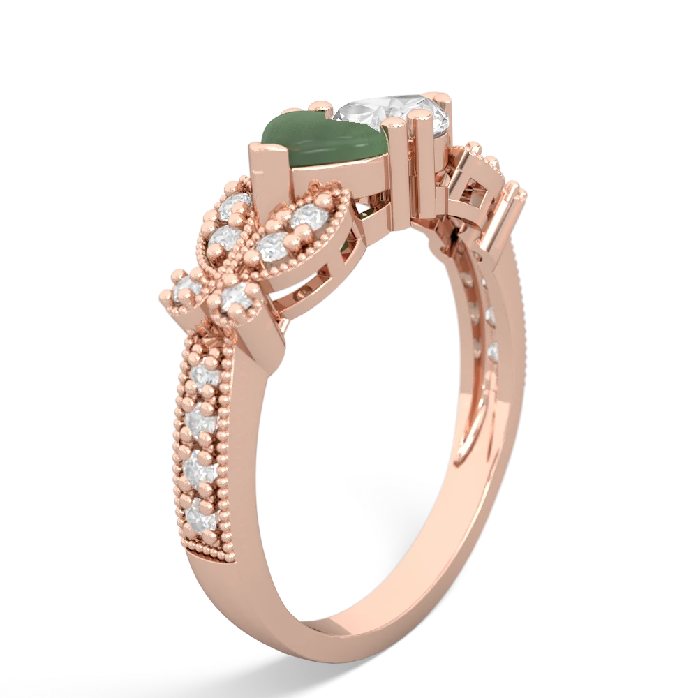 Jade Diamond Butterflies 14K Rose Gold ring R5601