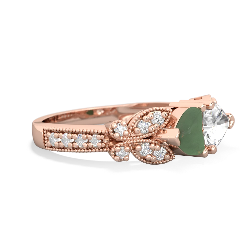 Jade Diamond Butterflies 14K Rose Gold ring R5601