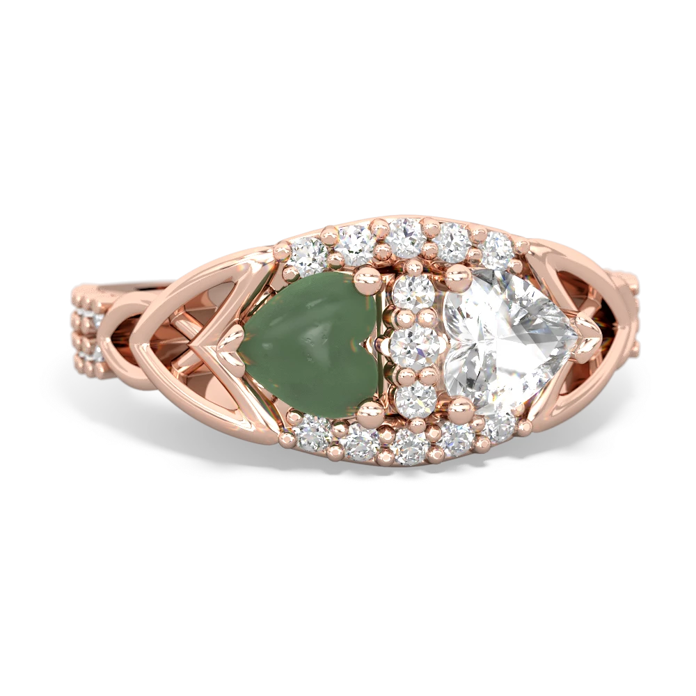 Jade Sparkling Celtic Knot 14K Rose Gold ring R2645