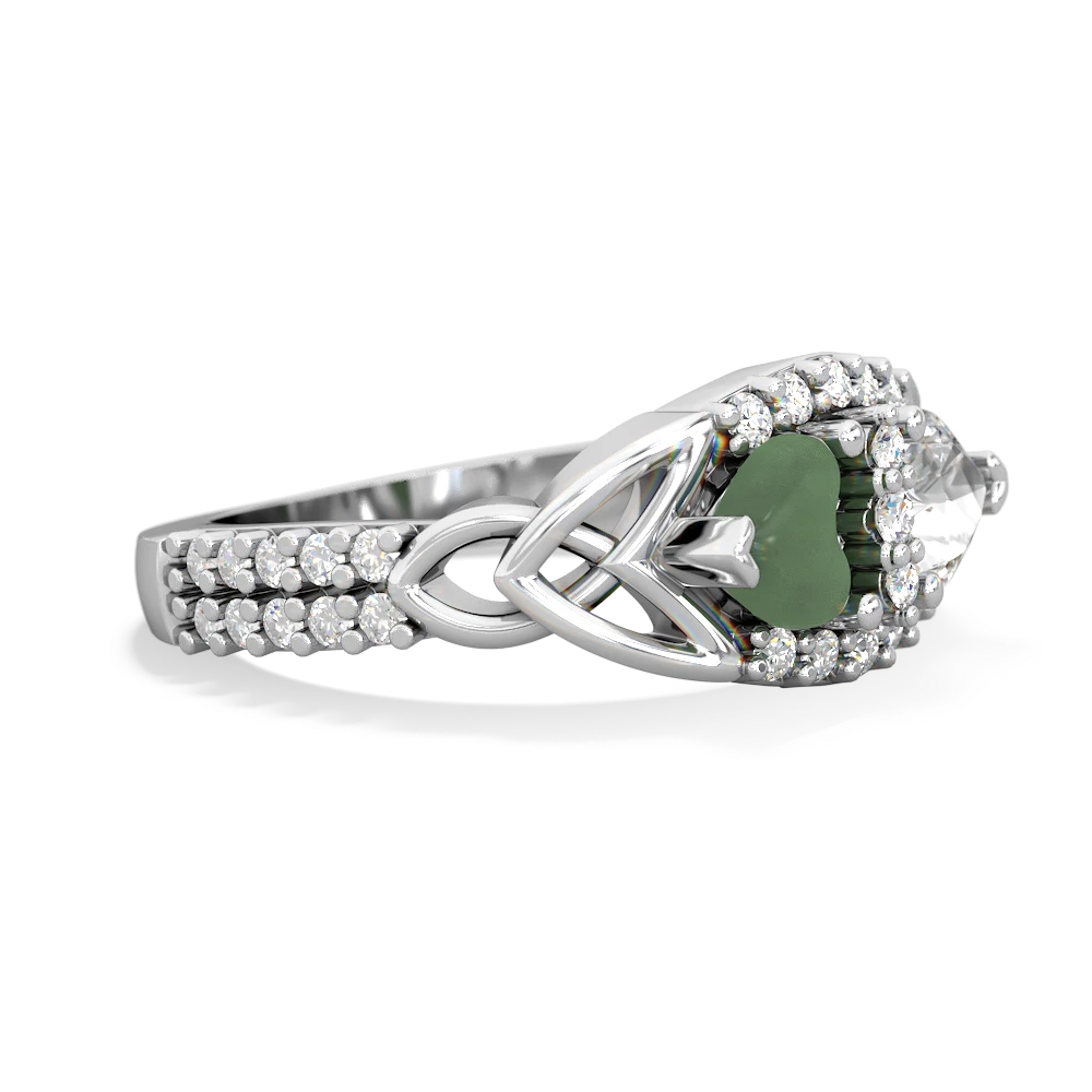 Jade Sparkling Celtic Knot 14K White Gold ring R2645