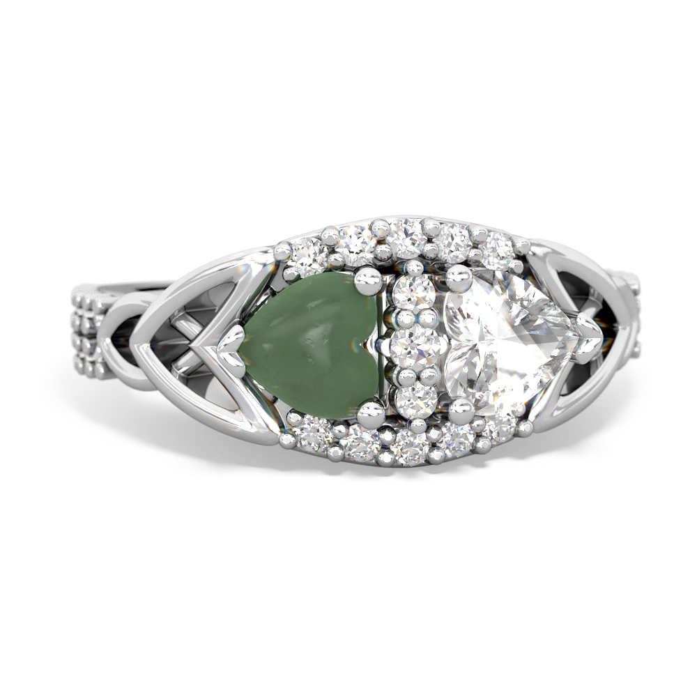 Jade Sparkling Celtic Knot 14K White Gold ring R2645