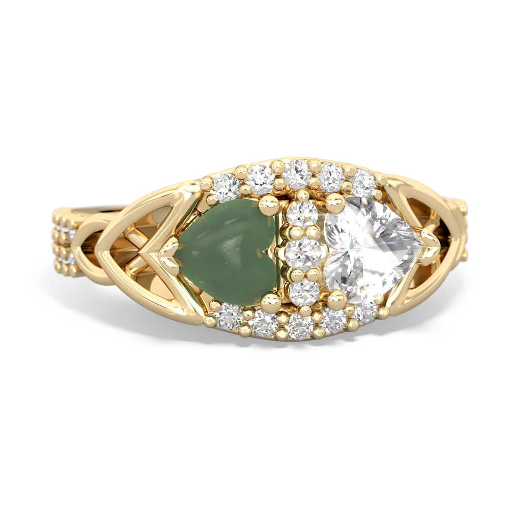 Jade Sparkling Celtic Knot 14K Yellow Gold ring R2645