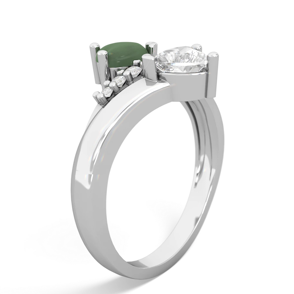 Jade Heart To Heart 14K White Gold ring R2064