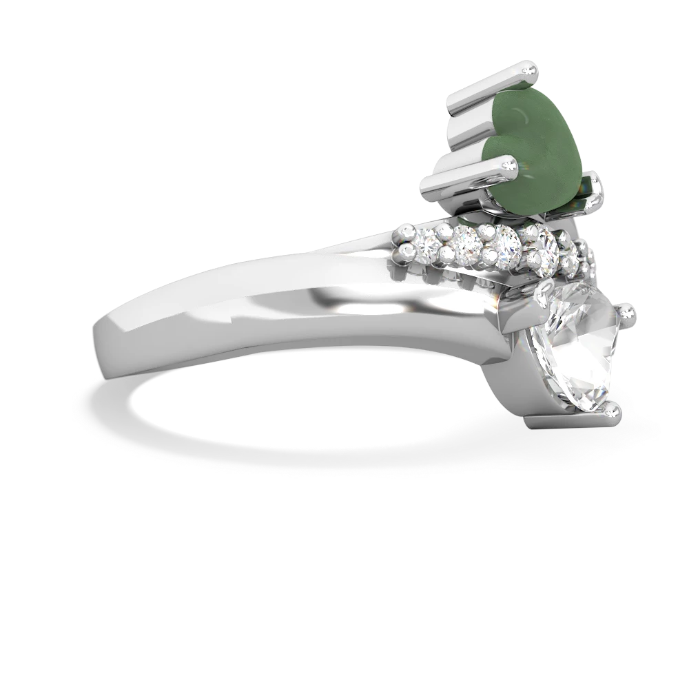 Jade Heart To Heart 14K White Gold ring R2064