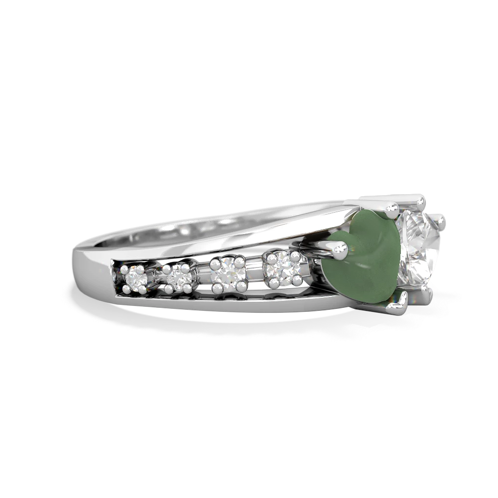 Jade Heart To Heart 14K White Gold ring R3342