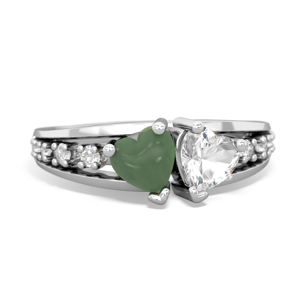 Jade Heart To Heart 14K White Gold ring R3342