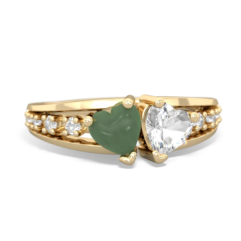 Jade Heart To Heart 14K Yellow Gold ring R3342