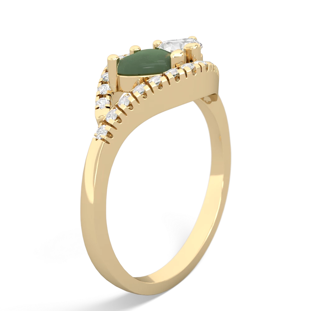 Jade Mother And Child 14K Yellow Gold ring R3010