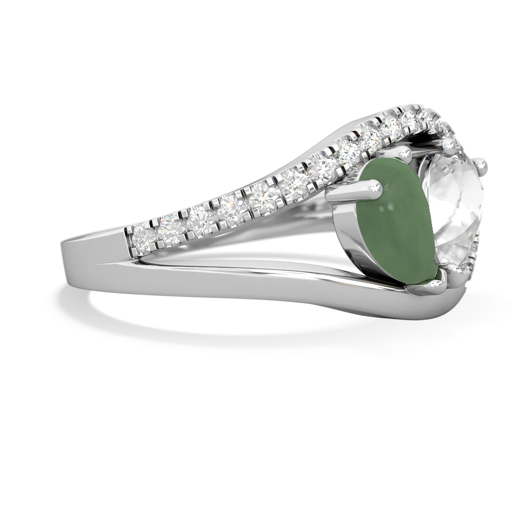 Jade Nestled Heart Keepsake 14K White Gold ring R5650