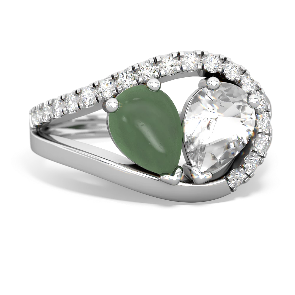 Jade Nestled Heart Keepsake 14K White Gold ring R5650