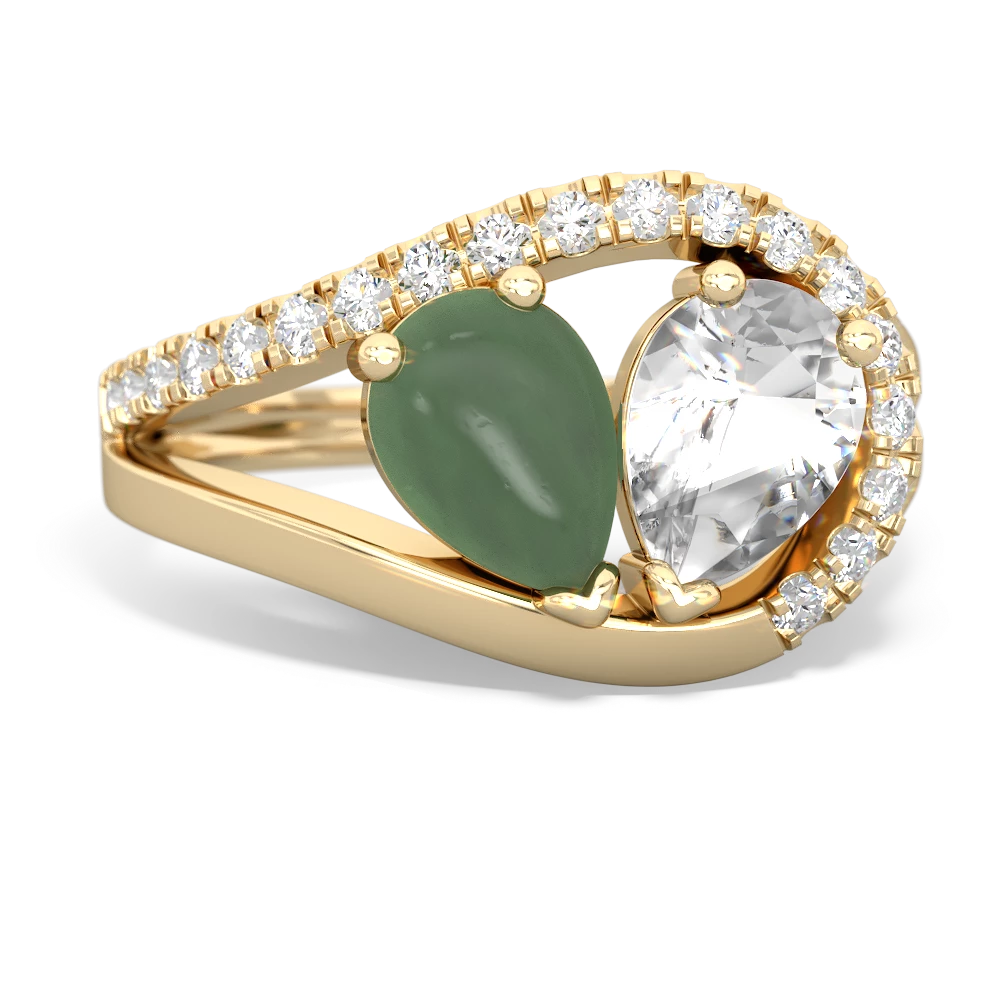 Jade Nestled Heart Keepsake 14K Yellow Gold ring R5650