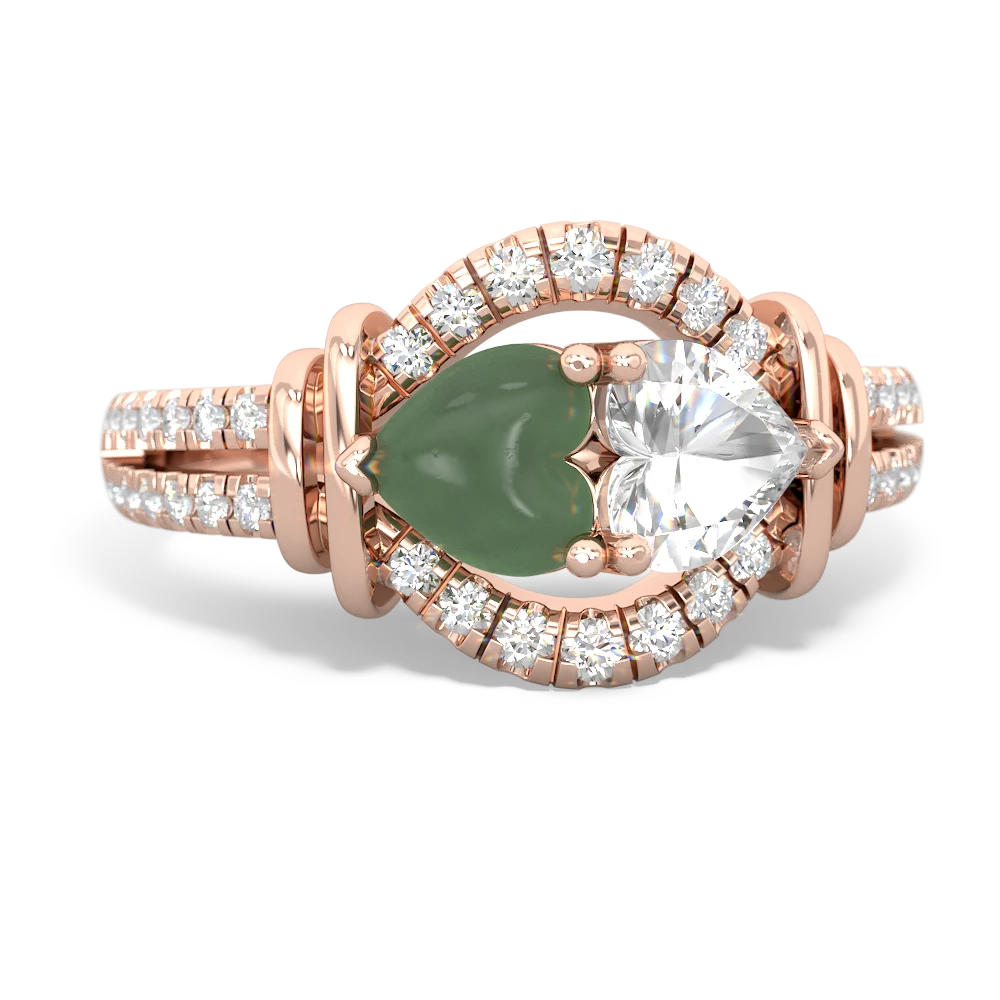 Jade Art-Deco Keepsake 14K Rose Gold ring R5630