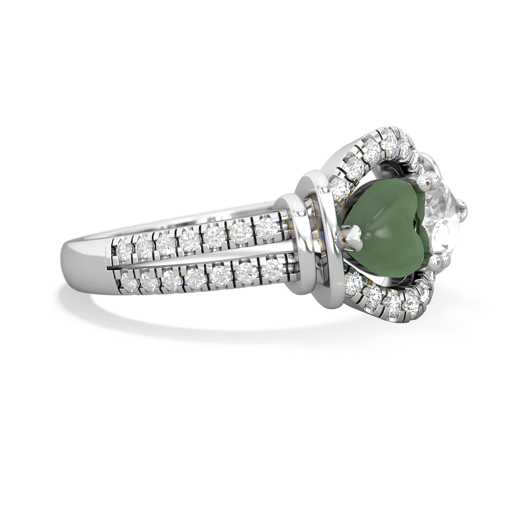 Jade Art-Deco Keepsake 14K White Gold ring R5630