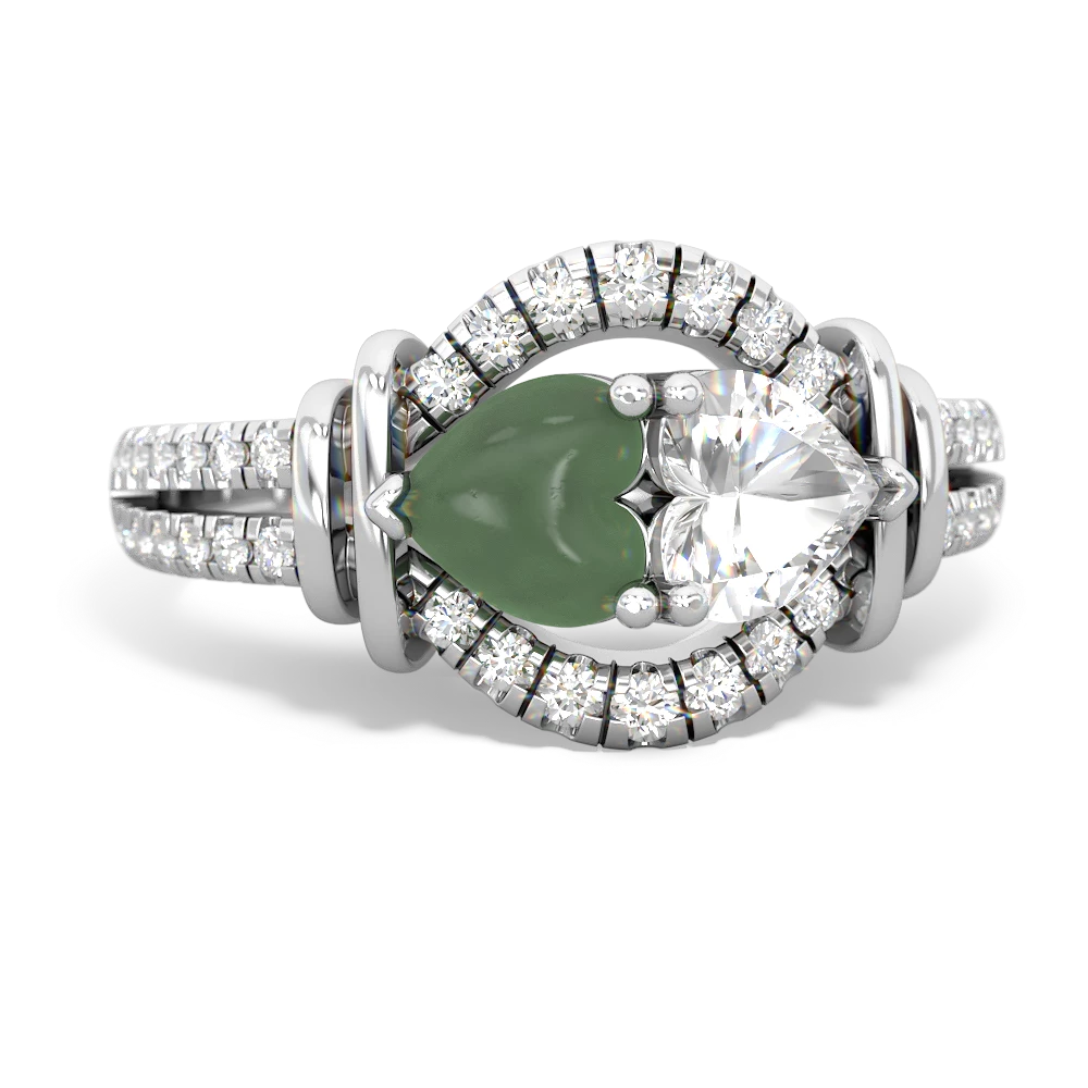 Jade Art-Deco Keepsake 14K White Gold ring R5630