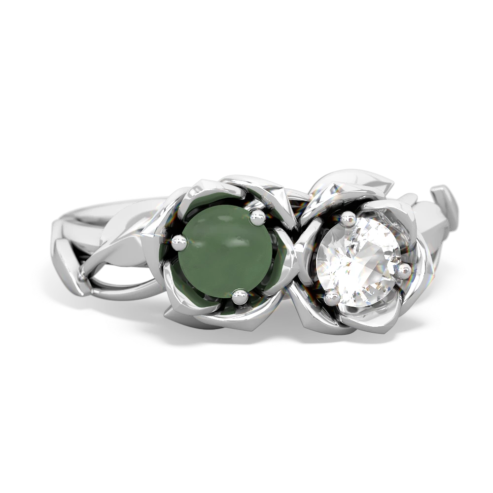 Jade Rose Garden 14K White Gold ring R5510