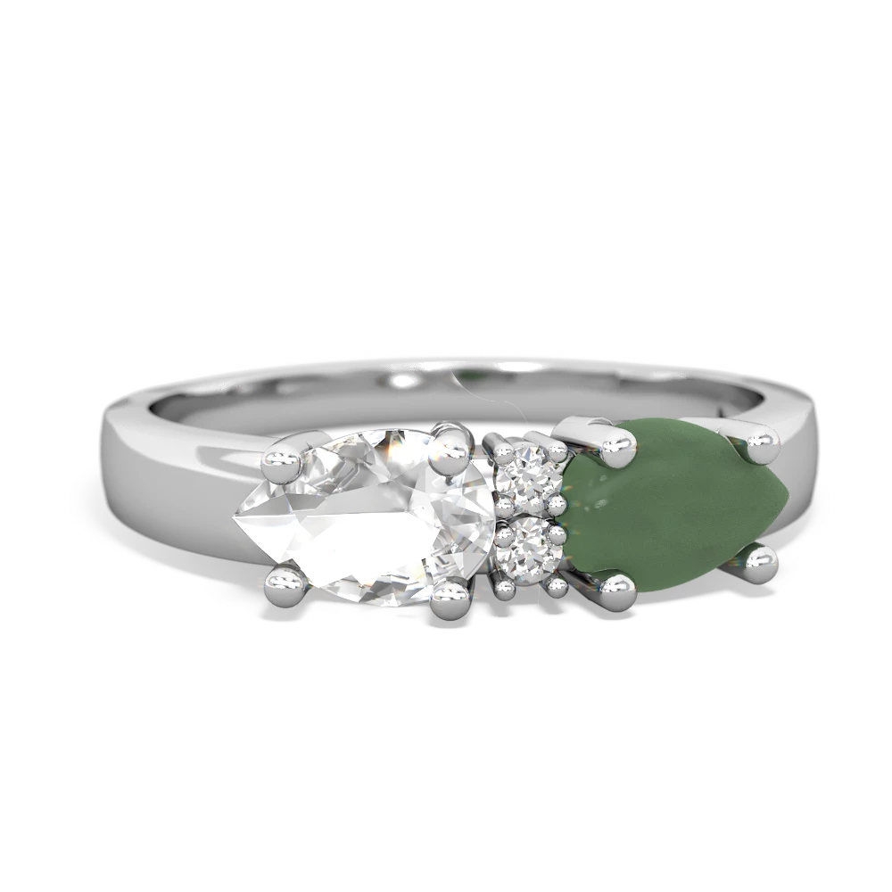 Jade Pear Bowtie 14K White Gold ring R0865