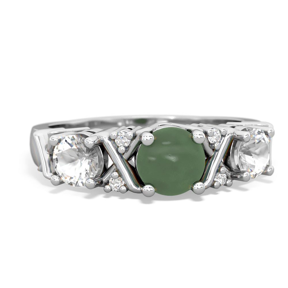 Jade Hugs And Kisses 14K White Gold ring R5016