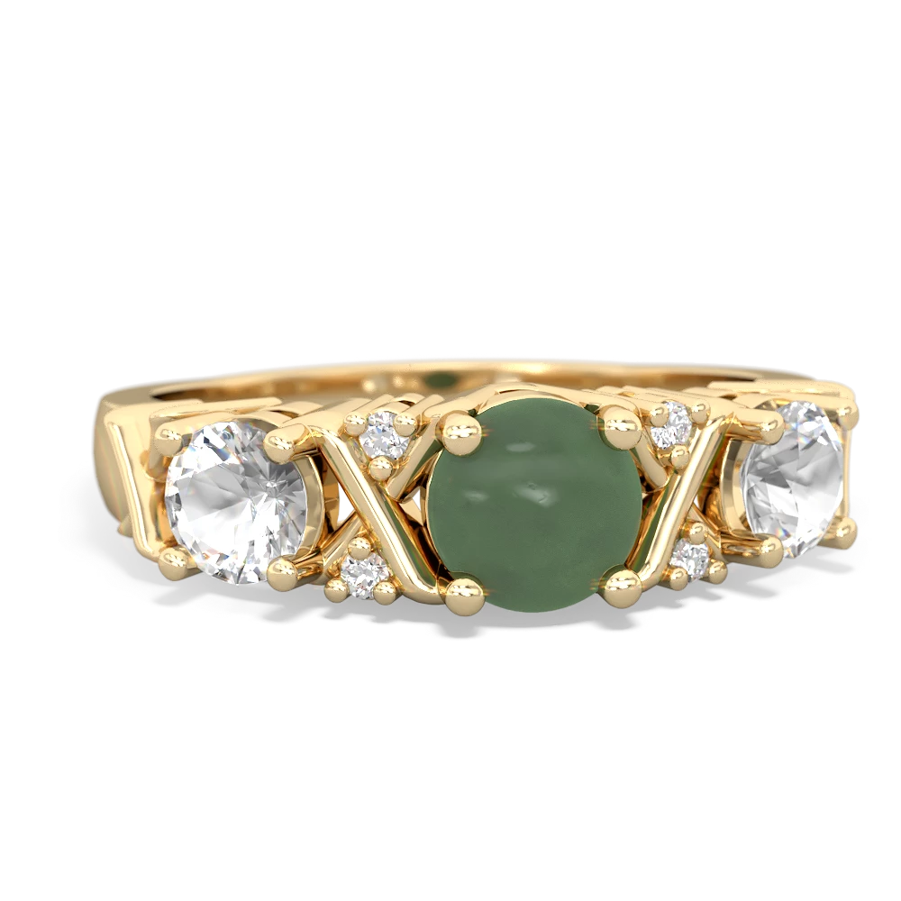 Jade Hugs And Kisses 14K Yellow Gold ring R5016