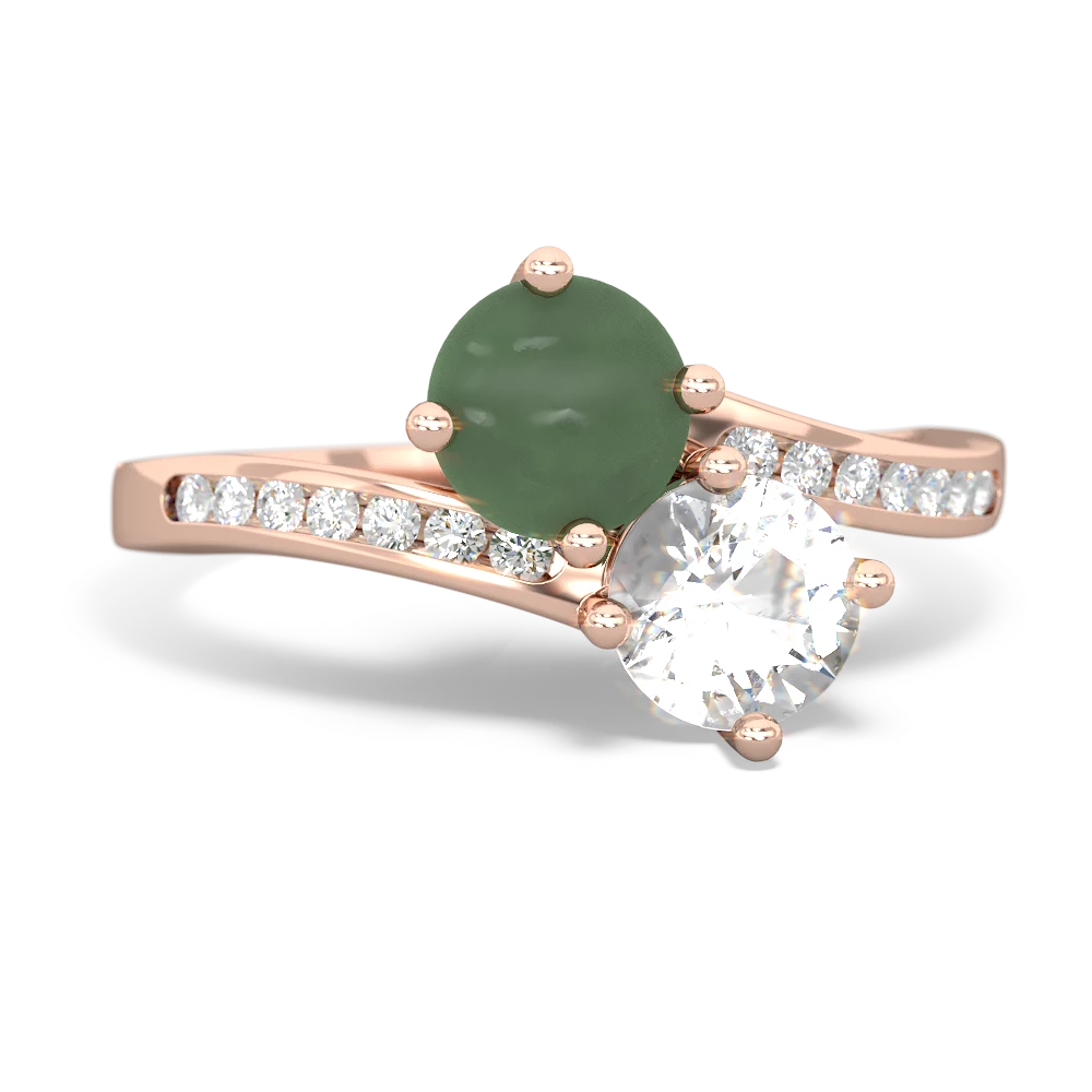 Jade Channel Set Two Stone 14K Rose Gold ring R5303