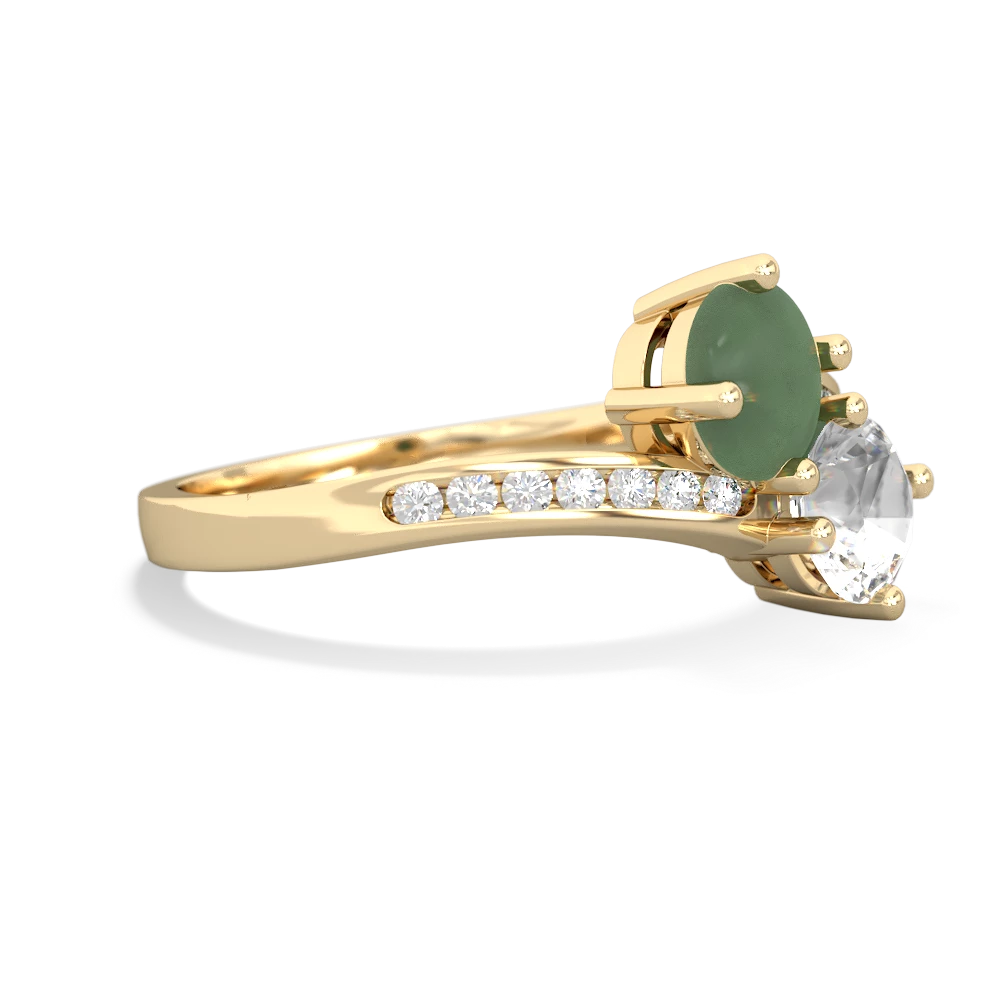 Jade Channel Set Two Stone 14K Yellow Gold ring R5303