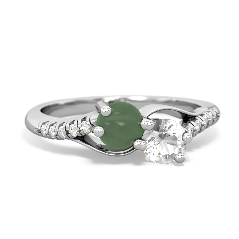 Jade Infinity Pave Two Stone 14K White Gold ring R5285