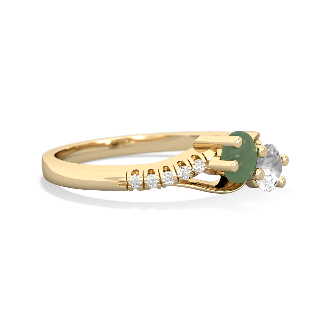 Jade Infinity Pave Two Stone 14K Yellow Gold ring R5285