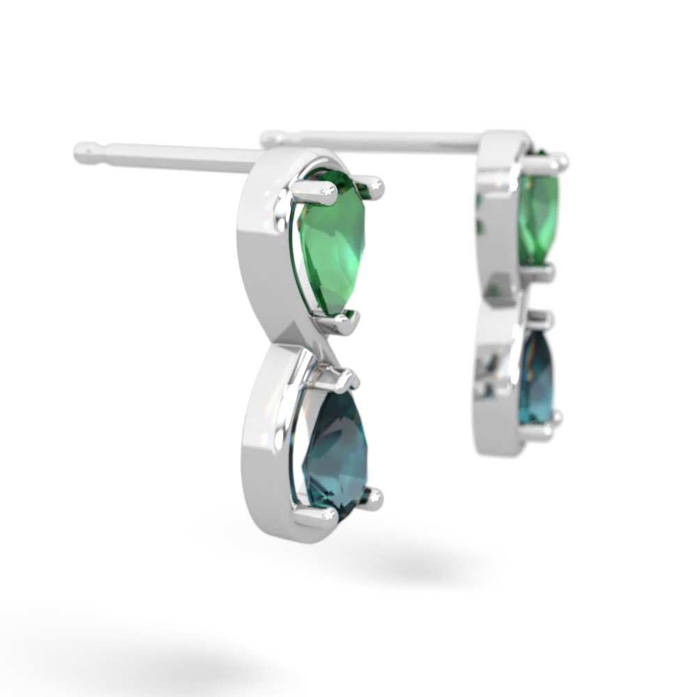 Lab Emerald Infinity 14K White Gold earrings E5050