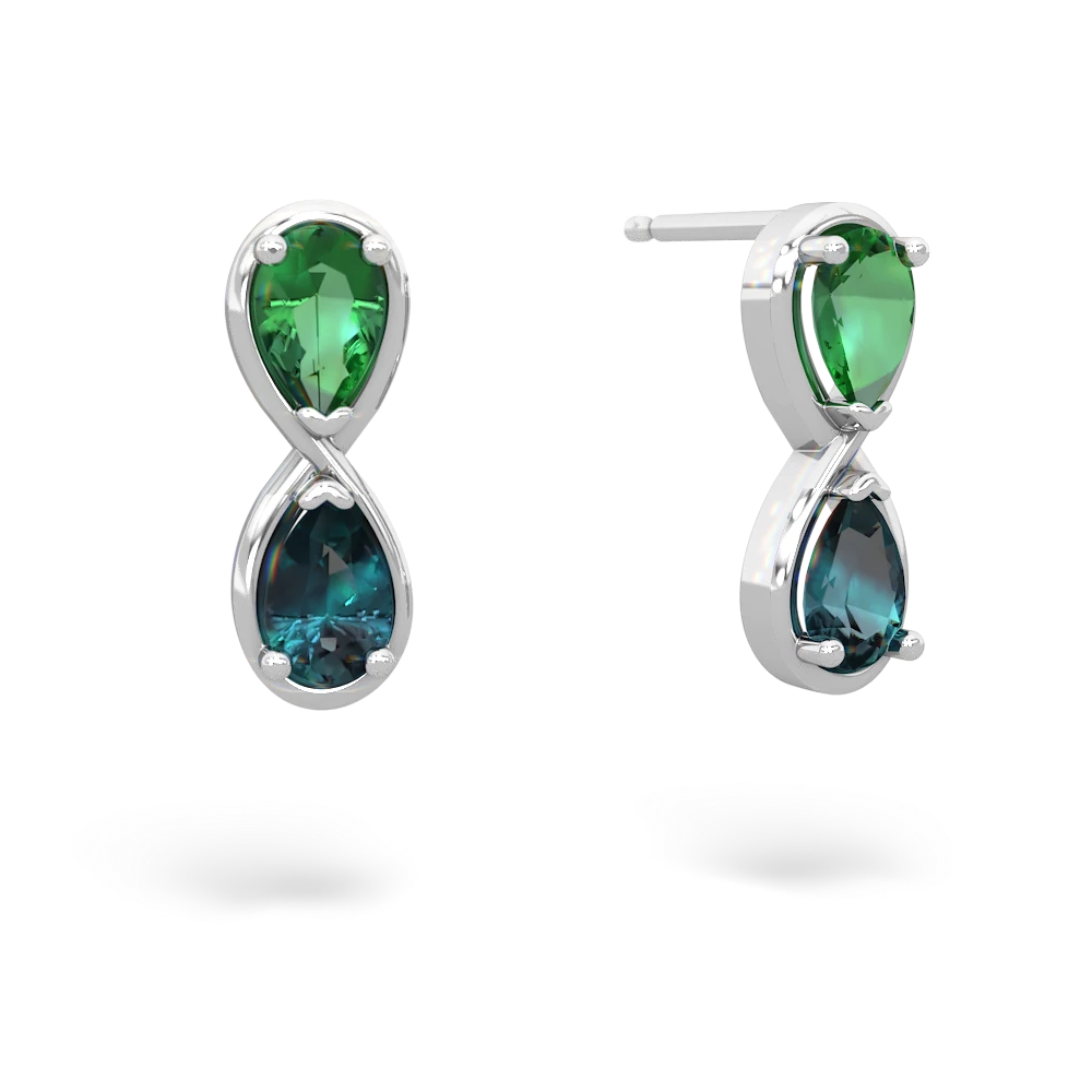 Lab Emerald Infinity 14K White Gold earrings E5050