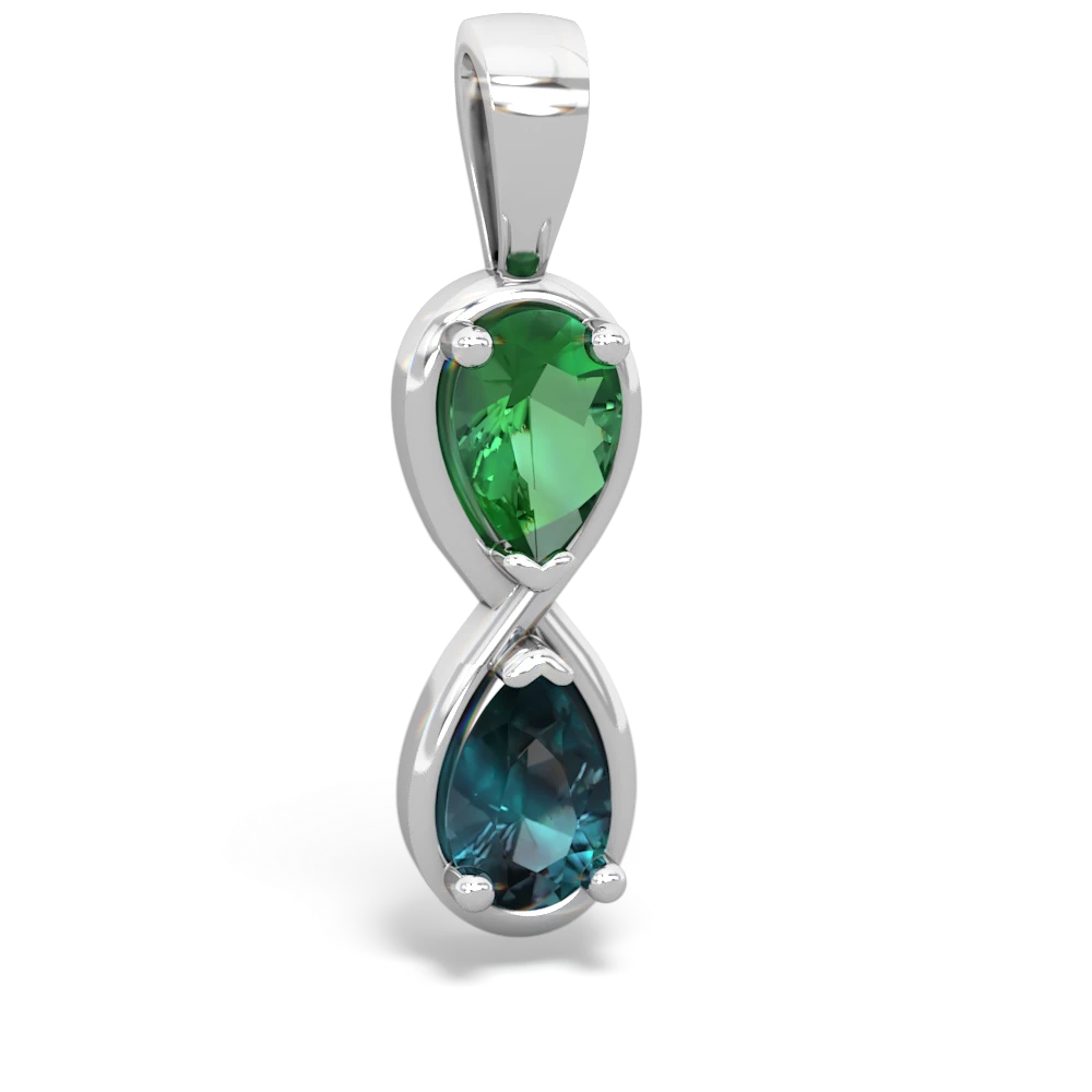 Lab Emerald Infinity 14K White Gold pendant P5050