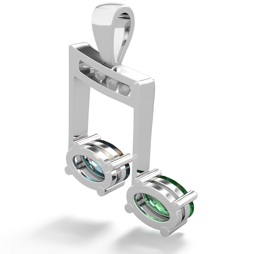 Lab Emerald Color Of Music 14K White Gold pendant P3334