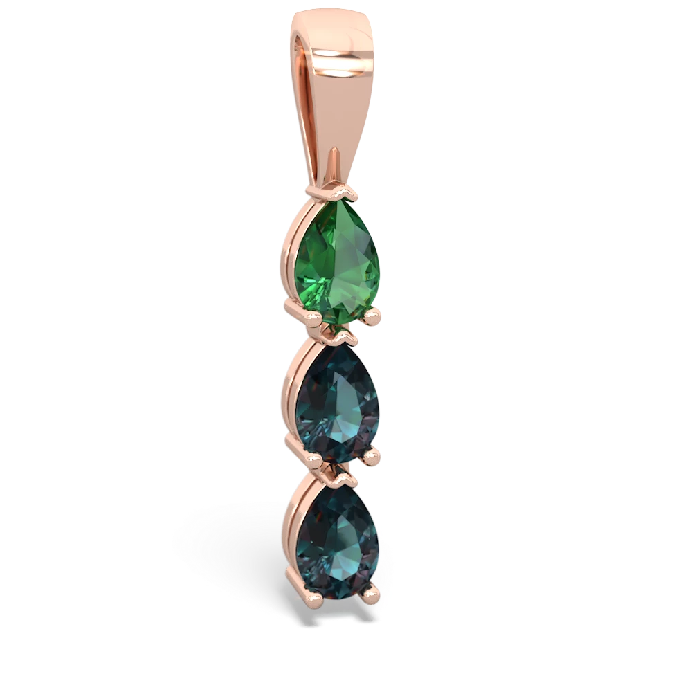 Lab Emerald Dew Drops 14K Rose Gold pendant P2251