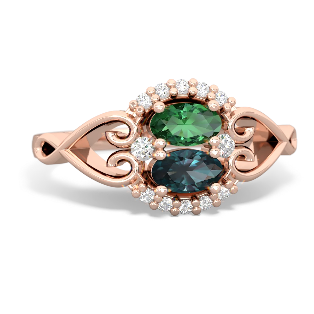 Lab Emerald Love Nest 14K Rose Gold ring R5860