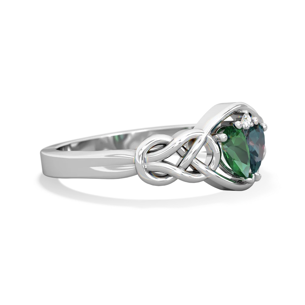 Lab Emerald Celtic Love Knot 14K White Gold ring R5420