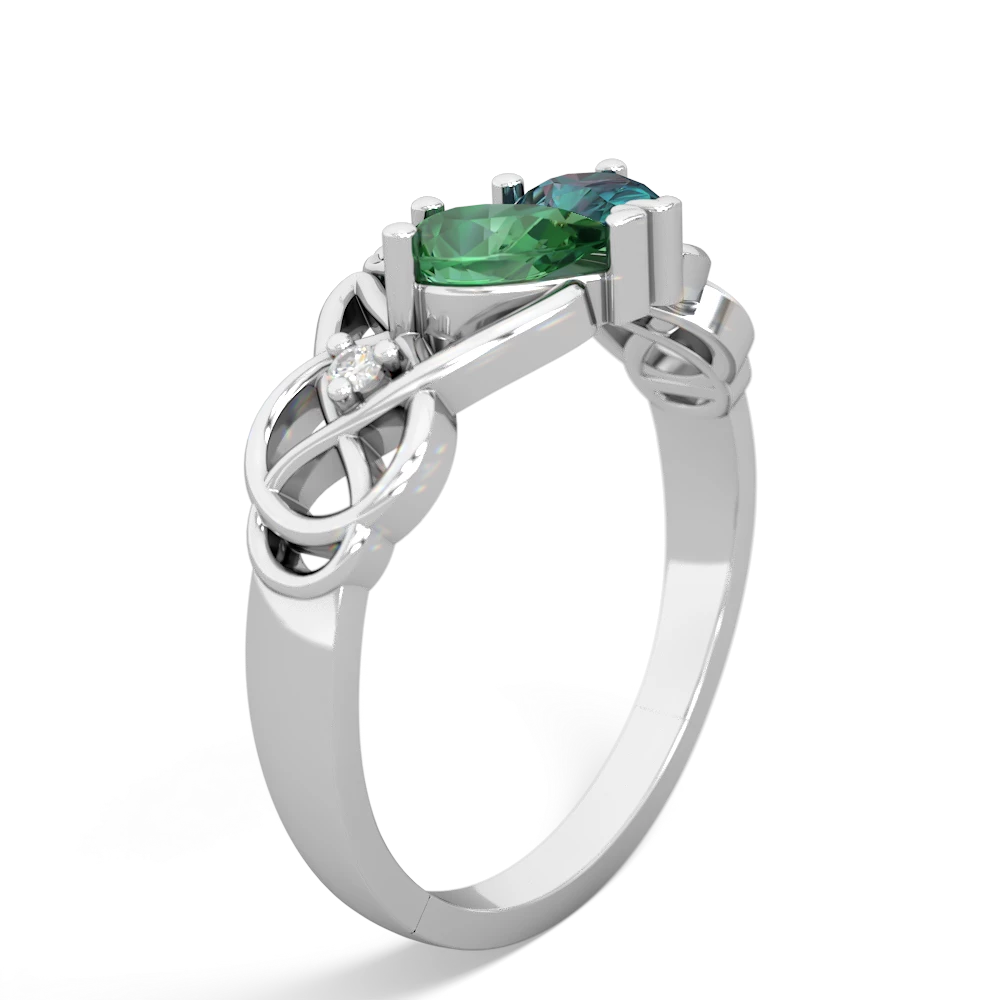 Lab Emerald 'One Heart' Celtic Knot Claddagh 14K White Gold ring R5322