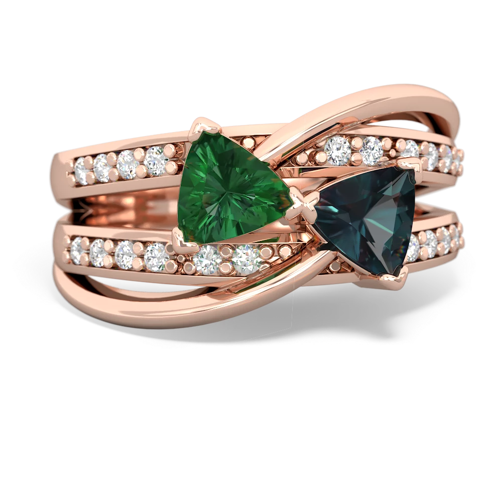 Lab Emerald Bowtie 14K Rose Gold ring R2360