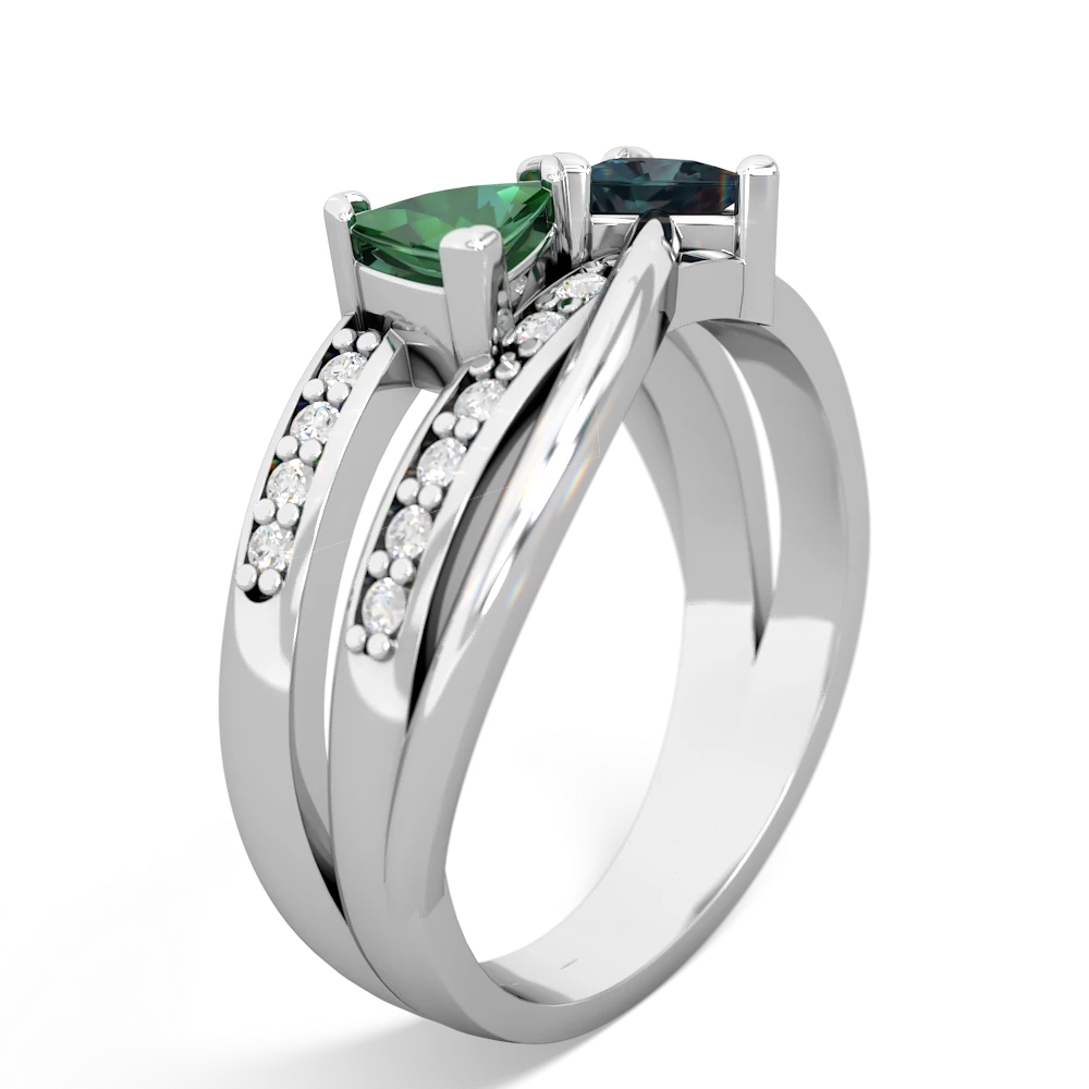 Lab Emerald Bowtie 14K White Gold ring R2360