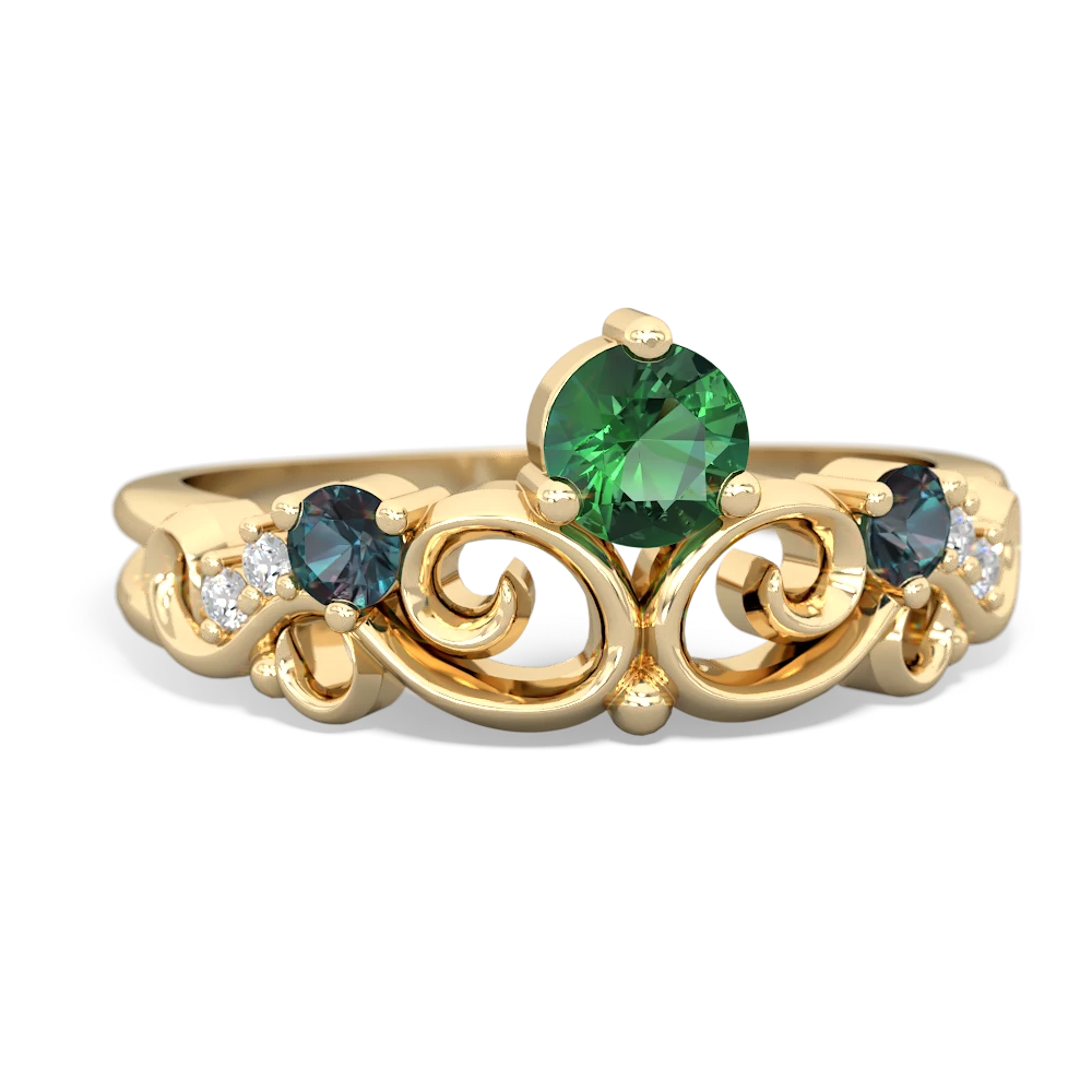 Lab Emerald Crown Keepsake 14K Yellow Gold ring R5740