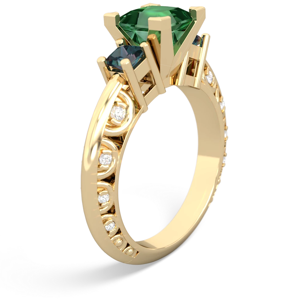 Lab Emerald Eternal Embrace Engagement 14K Yellow Gold ring C2001