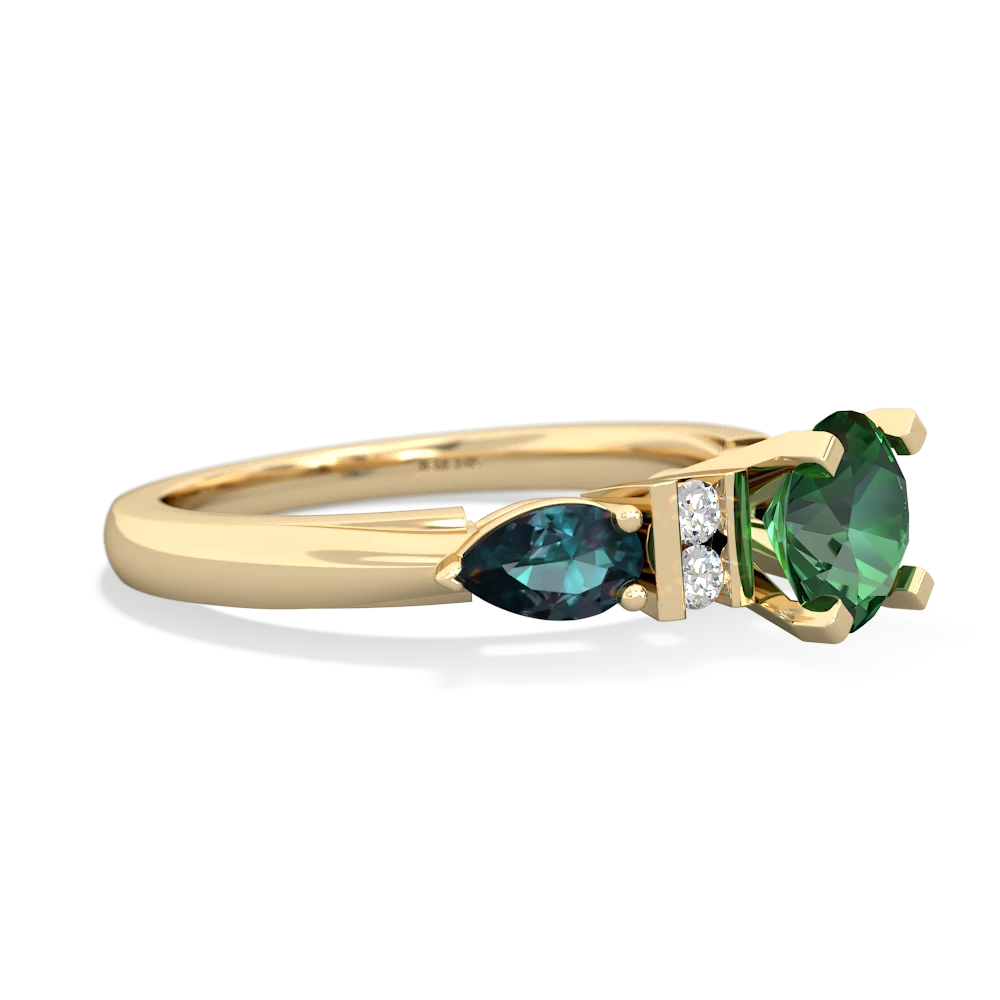 Lab Emerald 6Mm Round Eternal Embrace Engagement 14K Yellow Gold ring R2005