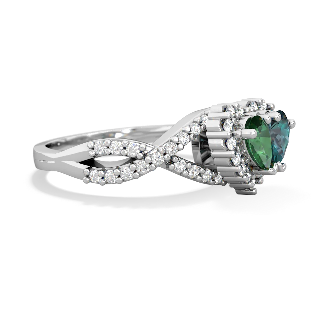 Lab Emerald Diamond Twist 'One Heart' 14K White Gold ring R2640HRT