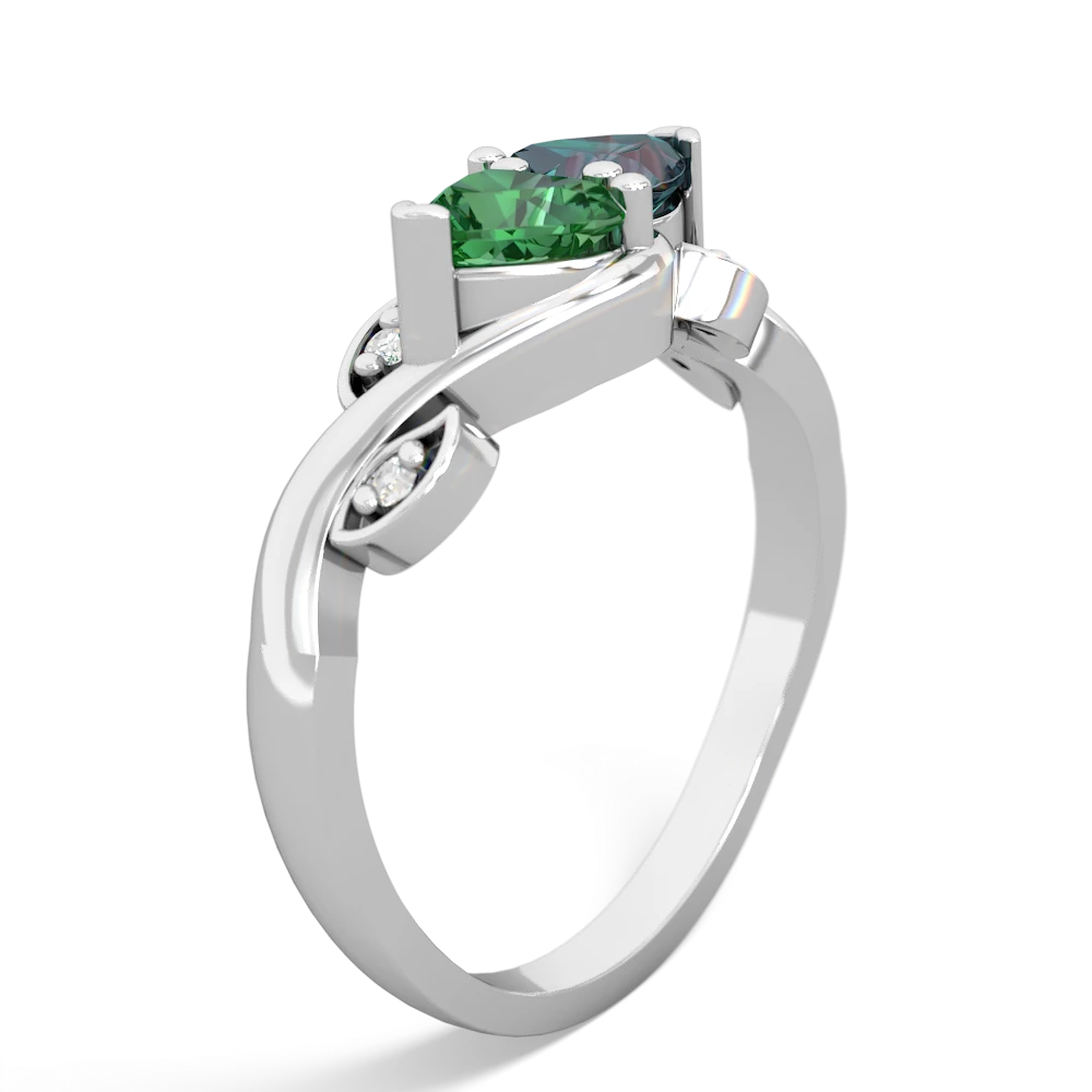 Lab Emerald Floral Elegance 14K White Gold ring R5790