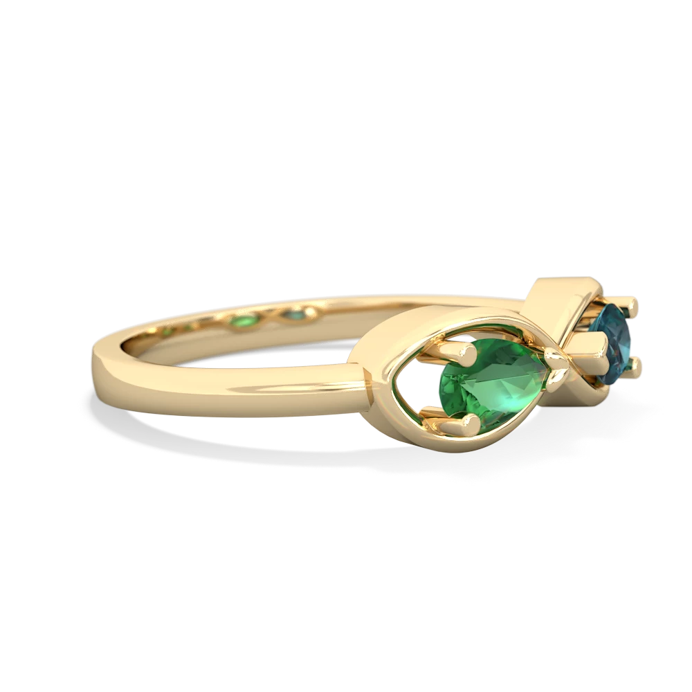 Lab Emerald Infinity 14K Yellow Gold ring R5050