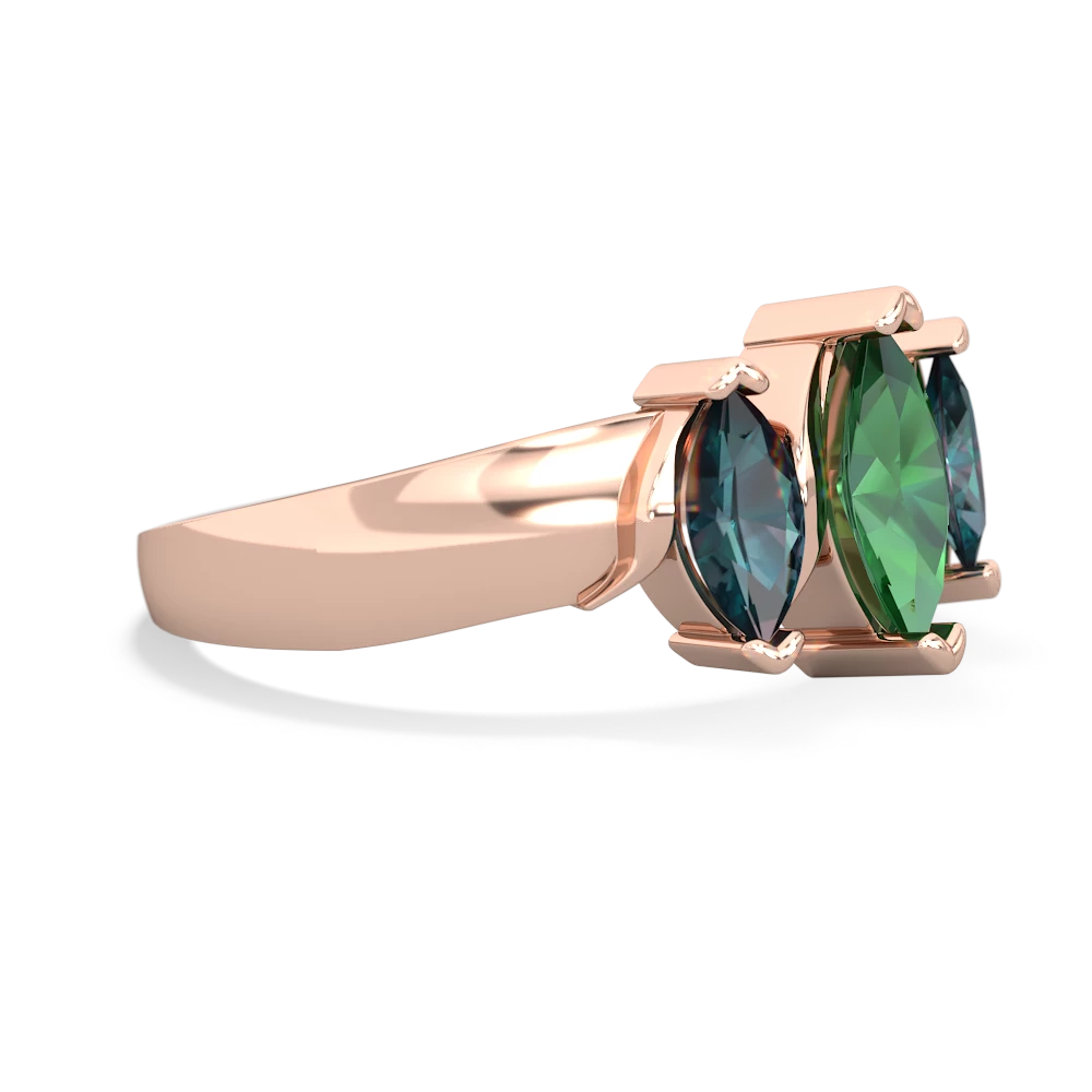 Lab Emerald Three Peeks 14K Rose Gold ring R2433