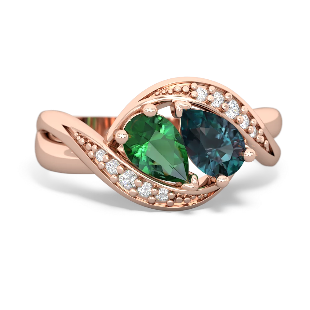 Lab Emerald Summer Winds 14K Rose Gold ring R5342