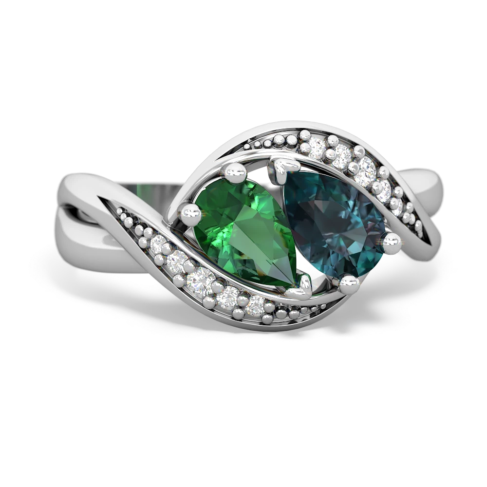 Lab Emerald Summer Winds 14K White Gold ring R5342