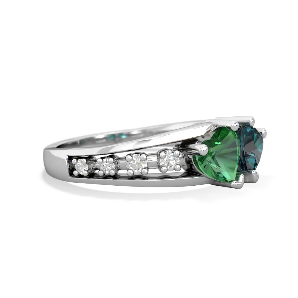 Lab Emerald Heart To Heart 14K White Gold ring R3342
