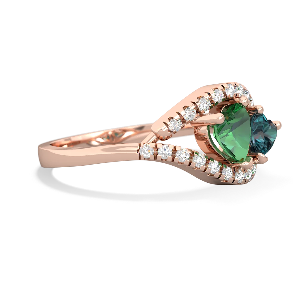 Lab Emerald Mother And Child 14K Rose Gold ring R3010