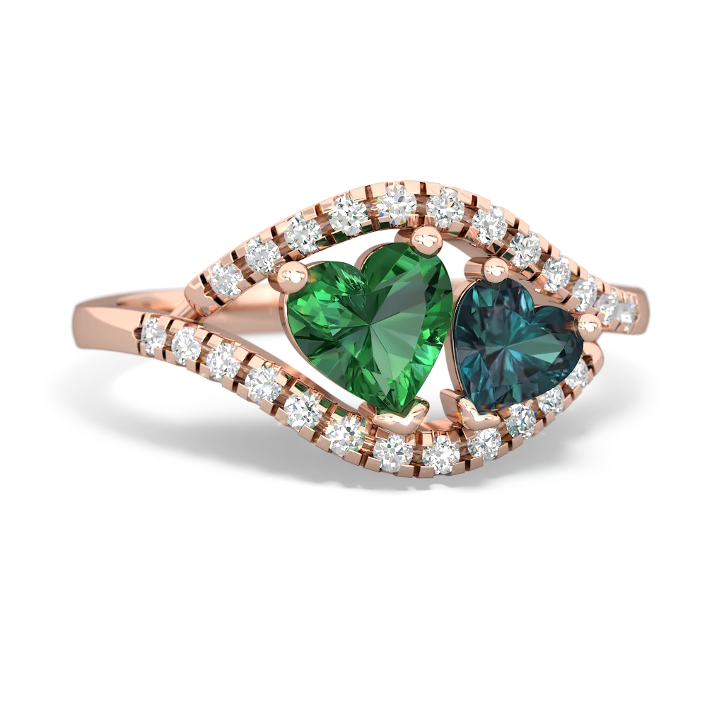 Lab Emerald Mother And Child 14K Rose Gold ring R3010